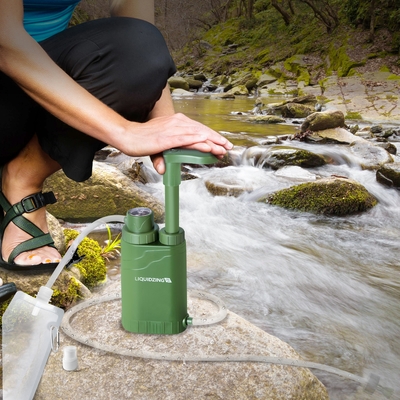 Aluminium PCTG Silica Gel Camping Water Filter Pump 3000L 600 Ml/Min